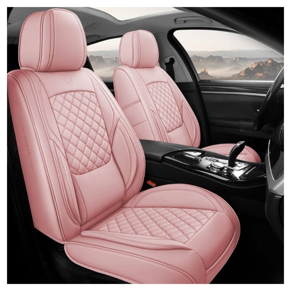 Pink leather seat covers | Full set of front row | Almost new condition